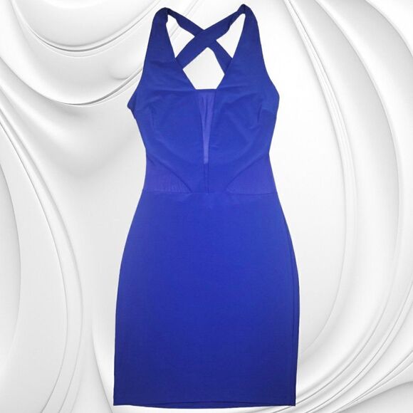 Symphony royal blue racerback mesh peekaboo bodycon dress - Picture 6 of 8